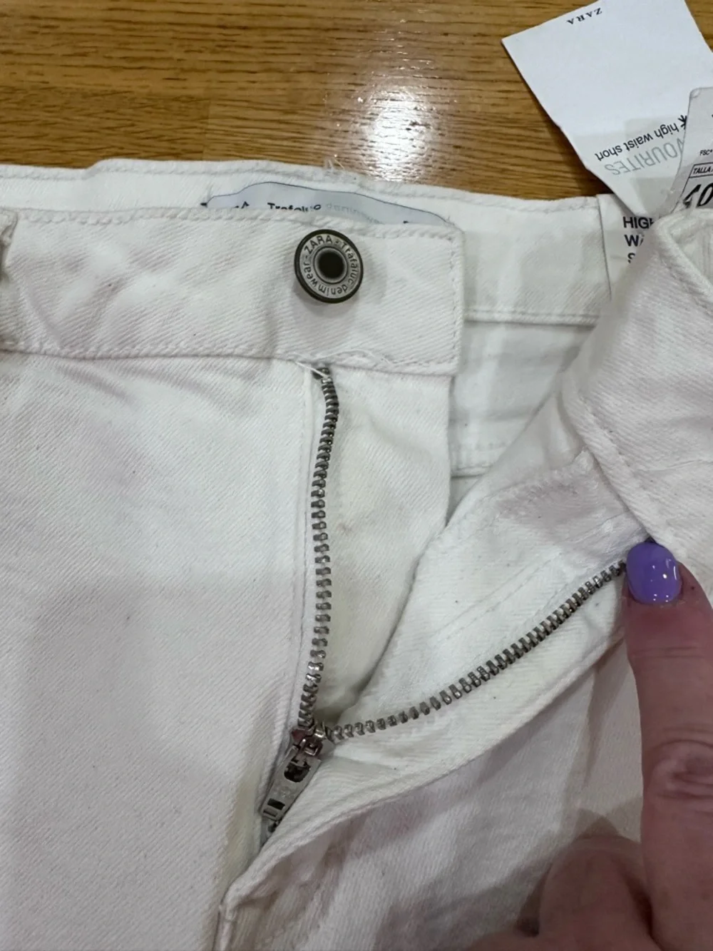 Women's Zara White  Denim Shorts